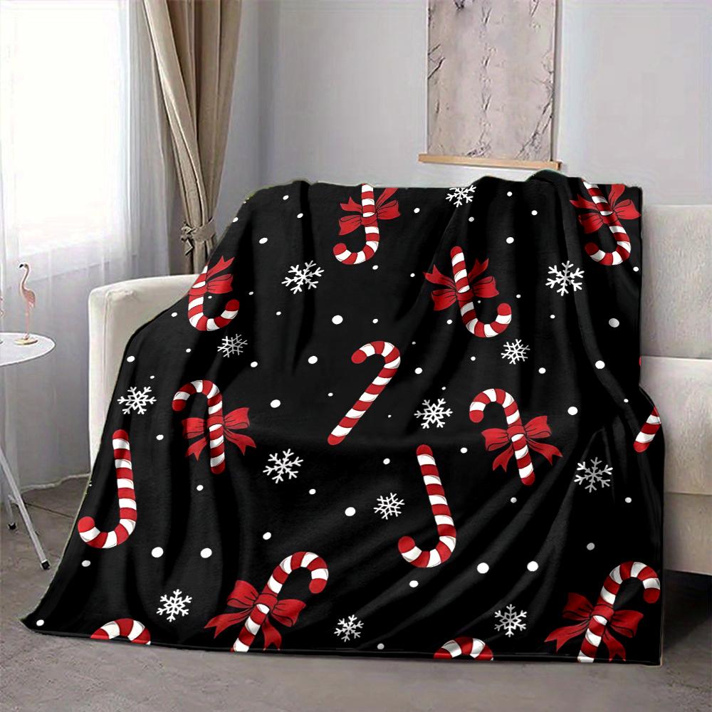 1Pc Christmas Candy Canes Blanket Soft And Comfortable Casual Warm Camping Travel Christmas Halloween Gift M91741