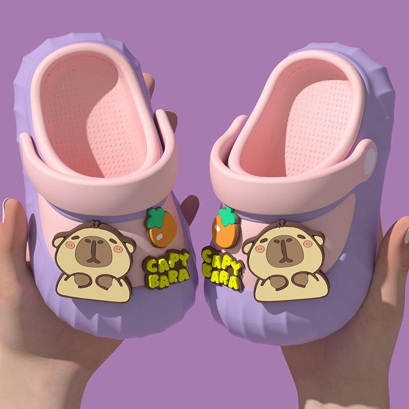 Kids Capybara Slide Sandals Boys Girls Indoor Home Slippers With Anti-Slip Sole Quick-Dry Breathable Footwear