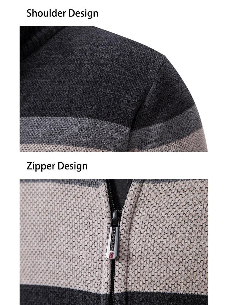 Men's Autumn/Winter Knit Cardigan Sweater Jacket with Velvet Lining