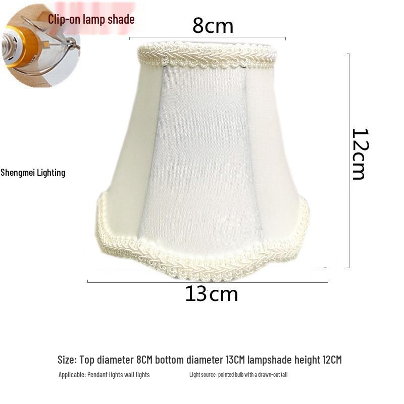 European Crystal Chandelier Fabric Lampshade, Clip-On, E27 Large Base, E14 Candle Bulb, Wall Light Shell Shade