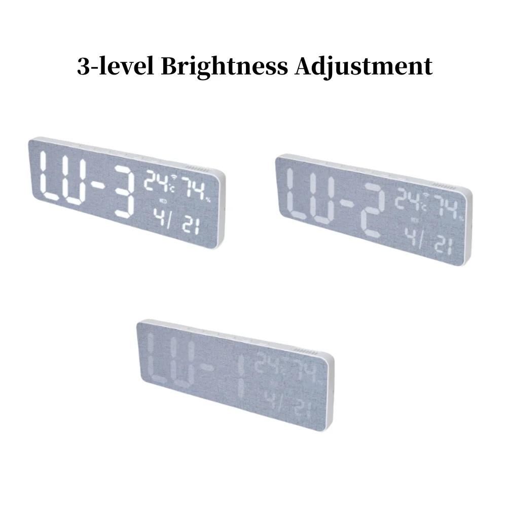 36*11.5*2.3cm Large RGB Digital Wall Clock TEMP Humidity Date Week Count-up Countdown 12/24H Bluetooth Time Synchronization LED Clock