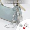 Cute Bag Charm Pendant Keyring Bowknot Heart Braided Rope Keychain Bag Charm for Backpack Purse Handbag Decorations
