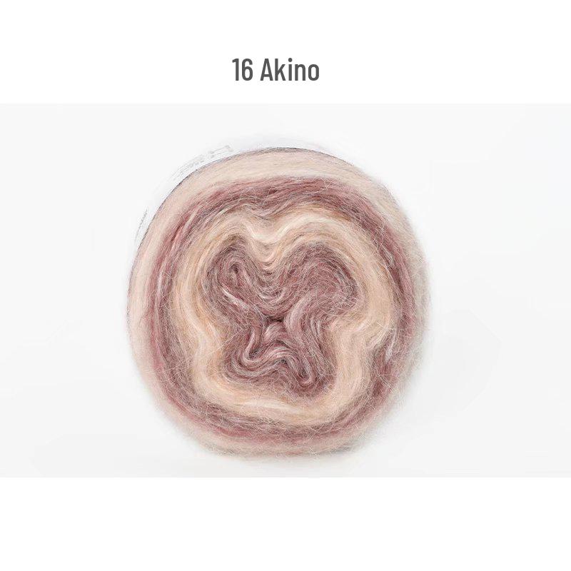 Hand-Dyed Gradient Rainbow Mohair Yarn - Fluffy, Soft, and Perfect for Knitting and DIY Projects.