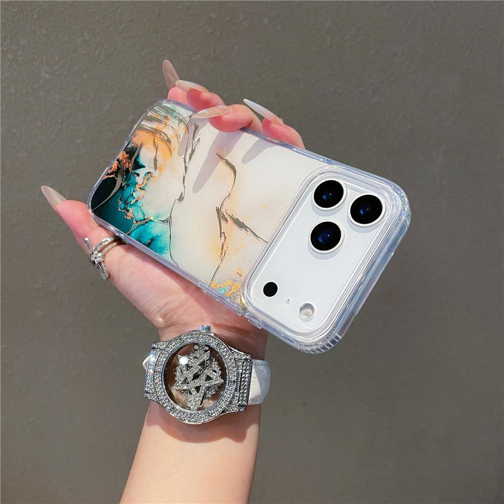 iPhone 17 Electroplated Marble Case: Unique Hot Stamping, Drop-Proof Design for Apple 16 Pro