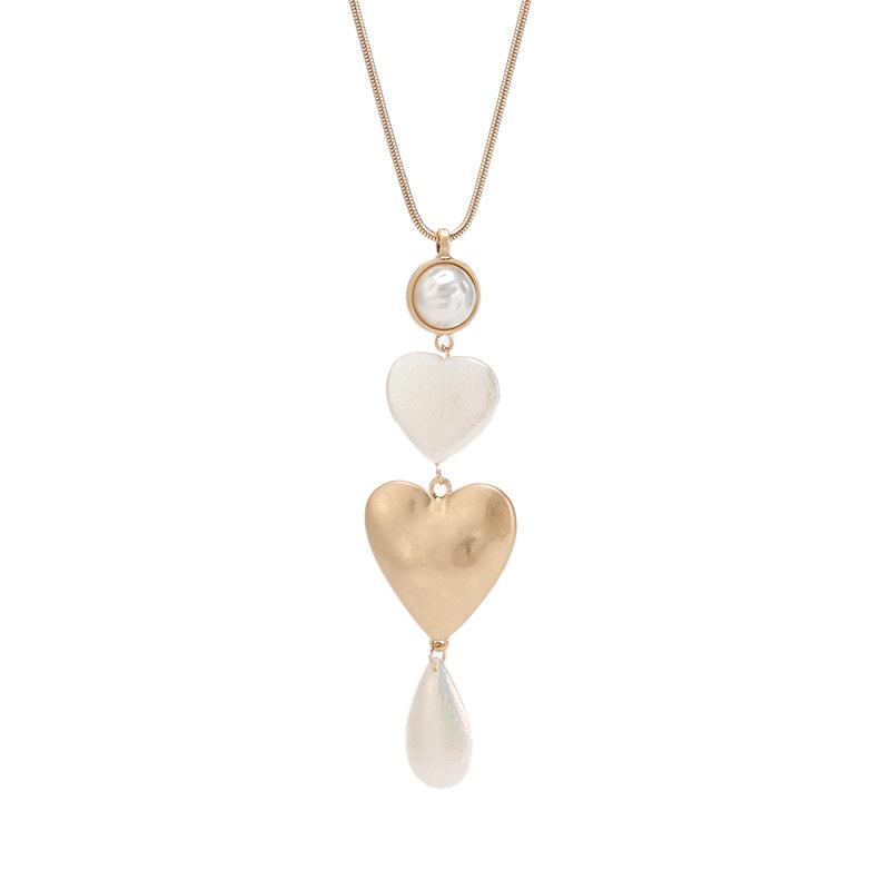 Peach Heart Pendants Sweater Chain Alloy Women OL Long Snake Bone Necklace Charm Jewelry