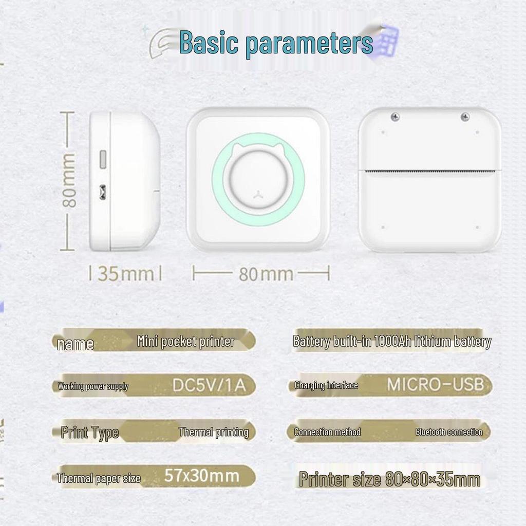 C15 Tragbarer Mini-Etiketten- & Foto-Thermodrucker für Studenten