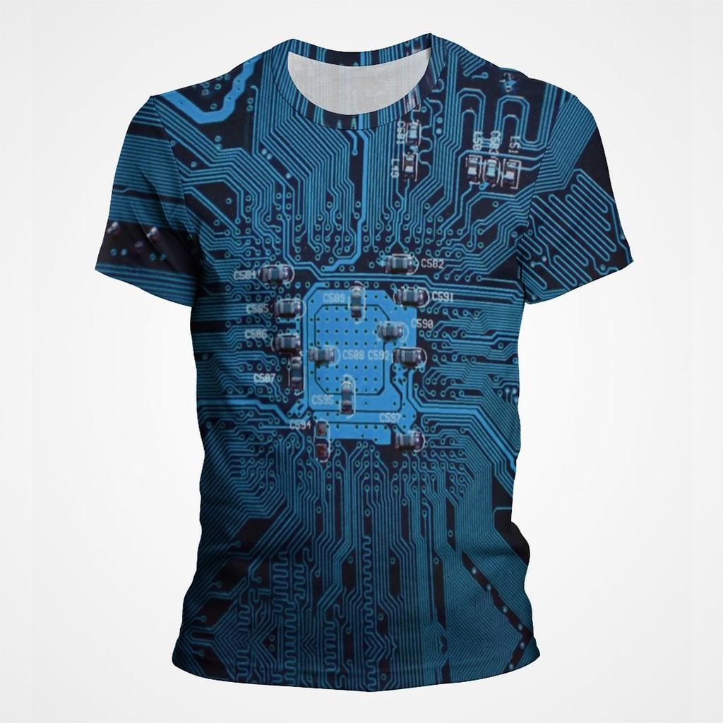 3D-Druck Motherboard CPU Prozessor Leiterplatte T-Shirt für Herren Vollprint Grafik Herren T-Shirts Hiphop Streetwear Tops