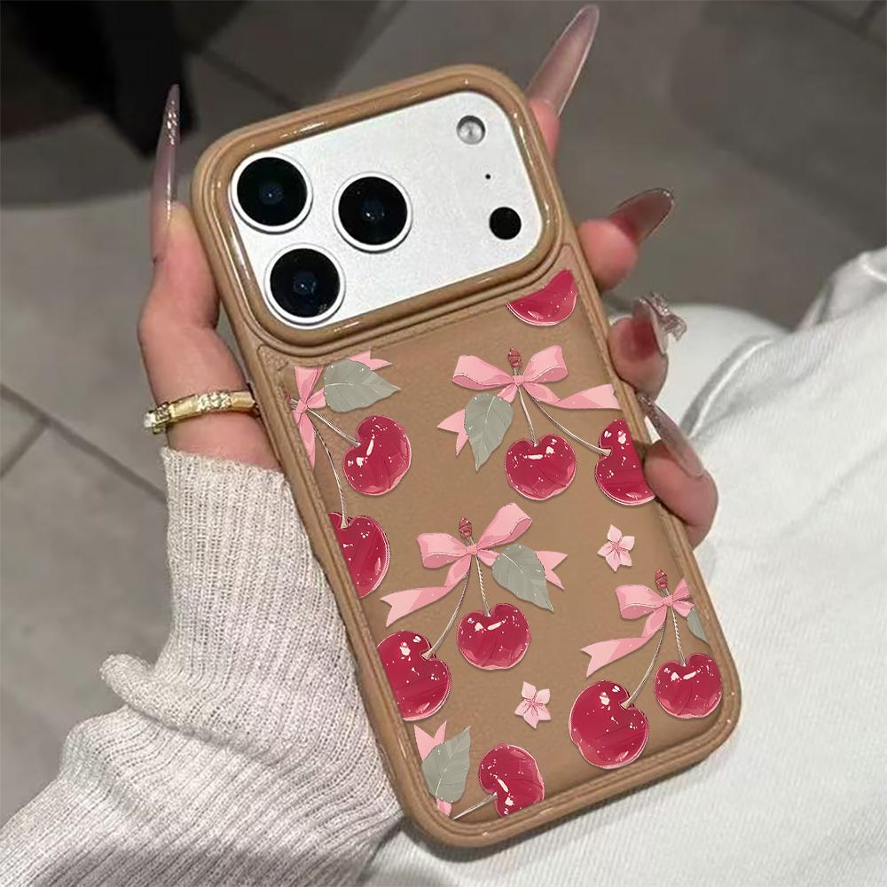 Bow Cherry Phone Case For IPhone 17 17Air 16 15 Case For IPhone 11 13 12 14 Pro Max 16 15 14 Plus Cover Case Funda 17 17Air
