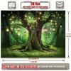 2D Verzauberter Waldbaum Kulisse Magische Laterne Glühwürmchen Hintergrund
