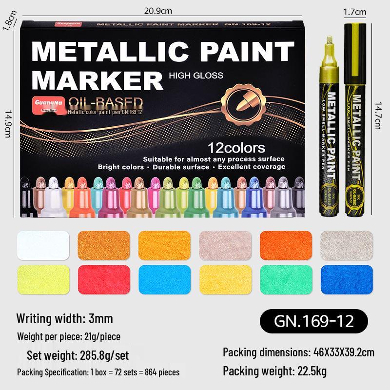 169 Metallic Color Oil-Based Waterproof Paint Pen for Touch-Ups & Graffiti