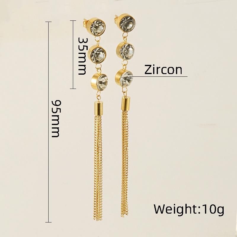 

Новые длинные серьги с бахромой из циркония, серьги, женские ретро легкие роскошные модные серьги высокого класса. 18K золотой