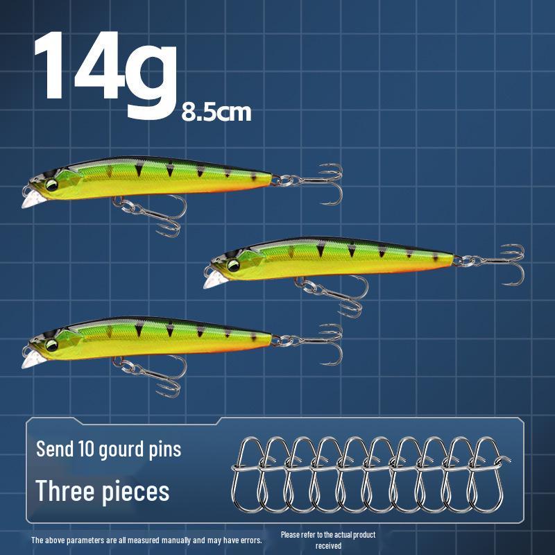 Small Silver Fish Pencil Twitching Long Cast Slow-Sinking Freshwater & Sea Fishing Lure for Mackerel & Asp
