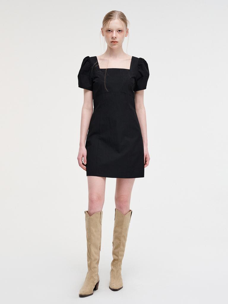Etmont Square Puff Mini Dress, Black