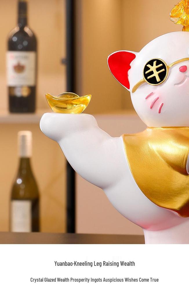 Lucky Cat Crystal Wealth Tree Ornament - High-End Housewarming Gift.