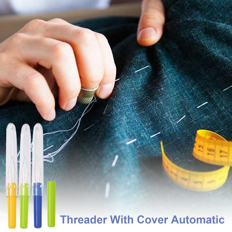 Needle Threader Tool 3PCS Automatic Sewing Threader For Household Colorful Needle Threader For Universal Sewing Tool With Cover