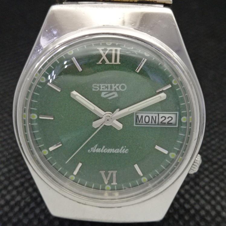 BRUKT VINTAGE SEIKO 5 AUTO 6309A JAPAN HERRE D/D GRØNN UR 608e-a315958-2 SKU608e-a315958