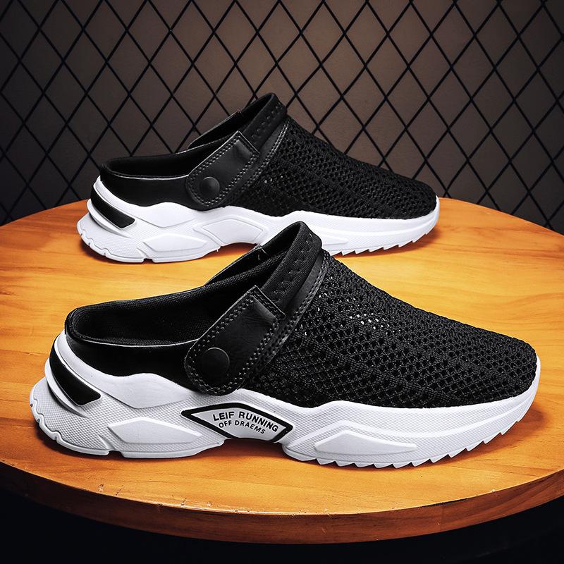 Summer Baotou Drag Large Size Men's Half Slippers Men's Sandals Student Hole Hole Baotou Sandals Beach Shoes Foreign Trade