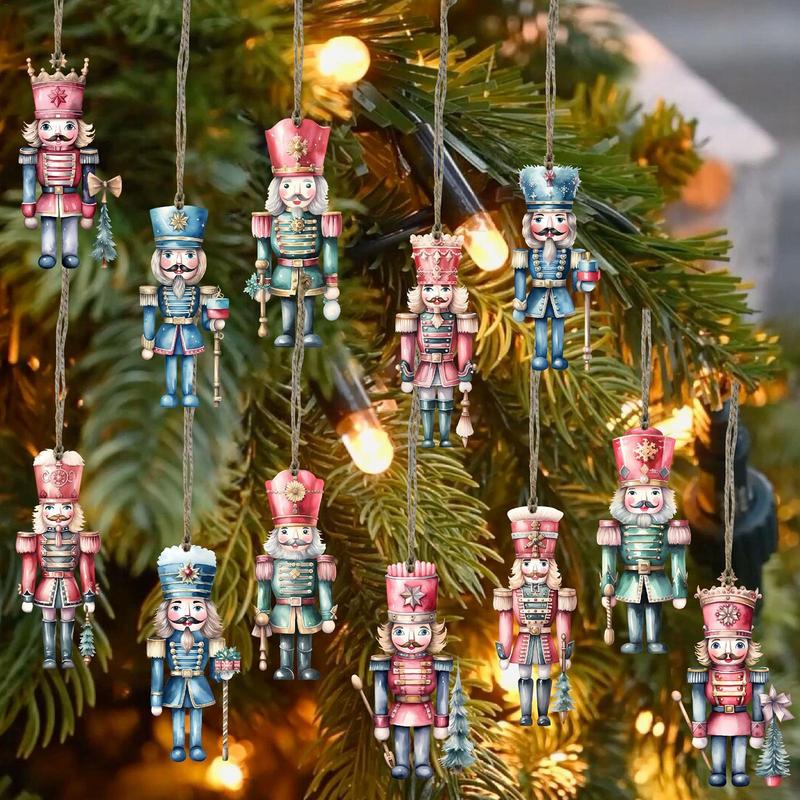 Nutcracker Ornaments For Christmas Tree Wooden Decorations 24Piece Nutcracker Christmas Figurines For Indoor Winter Ceiling