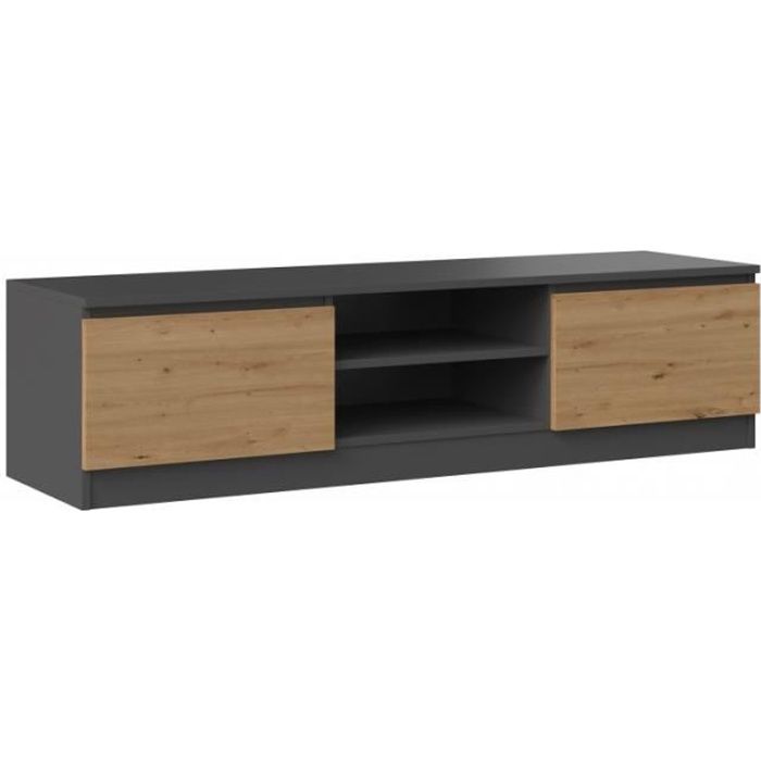 TIVOLI - Modern Style TV Stand - 140x40x36cm - 2 Shelves + 2 Doors - Storage for TV/audio Equipment