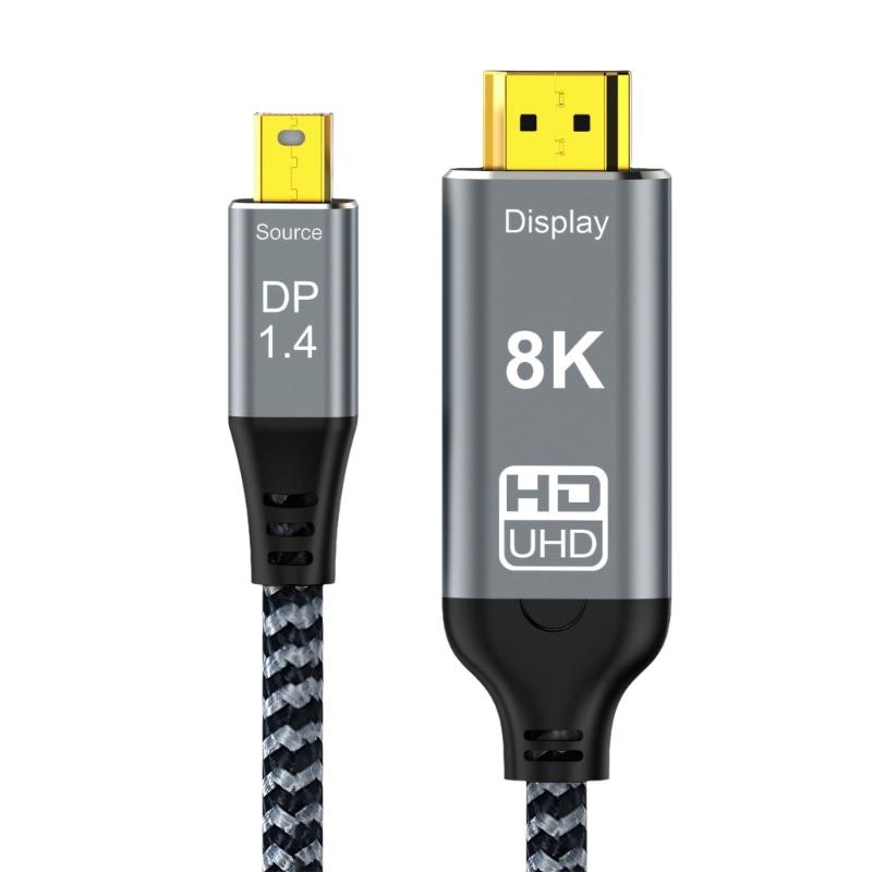Premium Mini DisplayPort To HDTV2.1 Connection Cable Supports Top Resolution With Great Signal Transfer