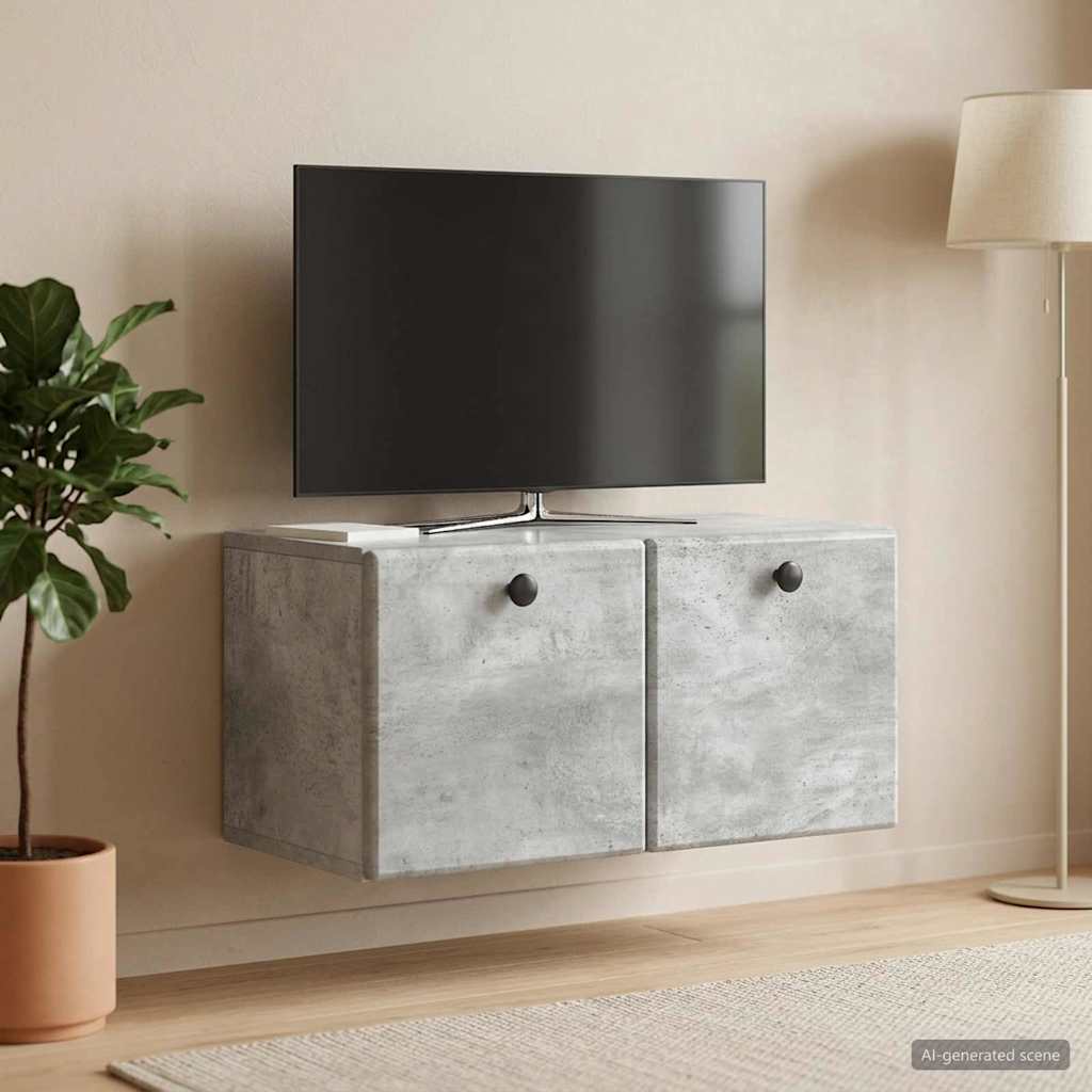 Wall Mounted TV Cabinet 59.5 x 31 x 30 cm Concrete Grey