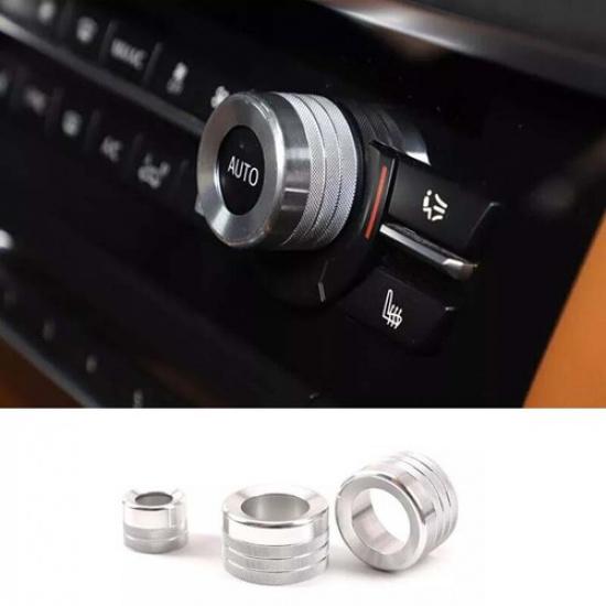 Silver Knob Cover 11-17 Console Air Conditioner Button For BMW 5 Series Aluminum