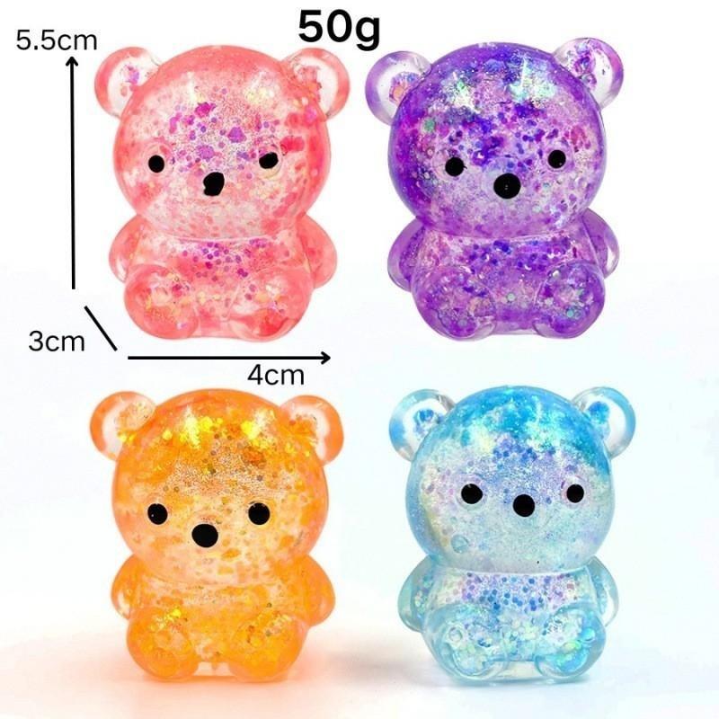 Soft Fluffy Glitter Bear Stress Relief Toy Slow Rise Maltose Candy Fidget Toy for ADHD Autism Users