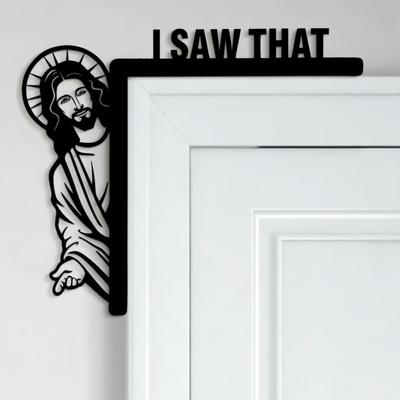 Door Frame Decor Wood Funny Door Sign Jesus I Saw That Frame Corner Ornament for Home Wall Furniture Adult Sex Wear