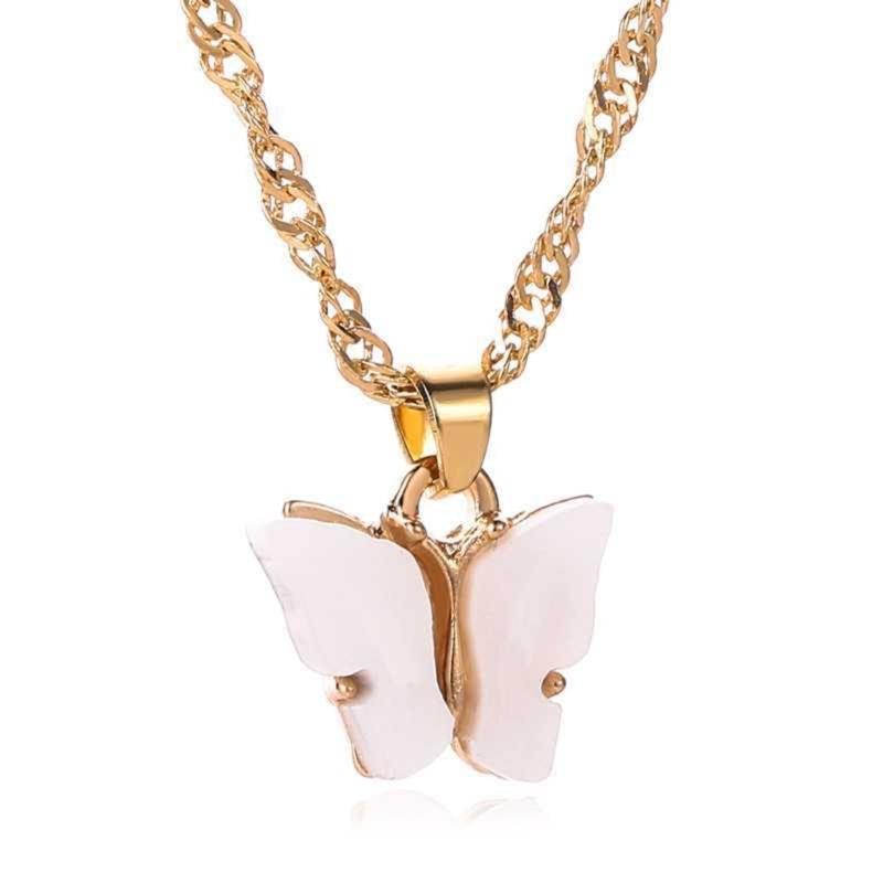 Delicate Sturdy Acrylic Butterfly Drop Necklace Holiday Gifts Additioin for Her Elegant Everyday Jewelry Pieces