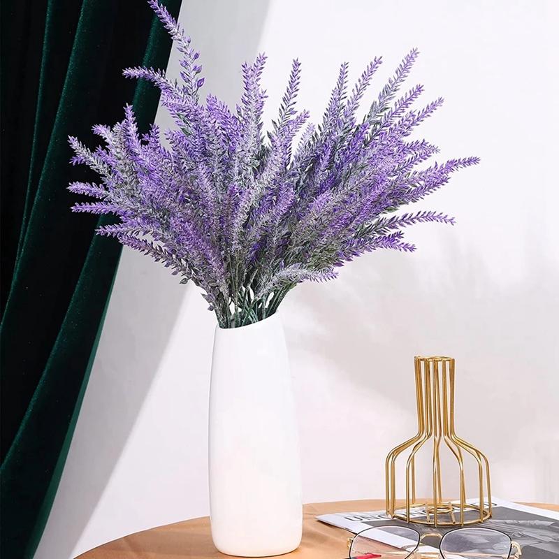 10 Bundles Artificial Lavender Flowers Head Fake Flowers Home Room Table Decor Outdoors Garden Wedding Decoration Outdoor Plants
