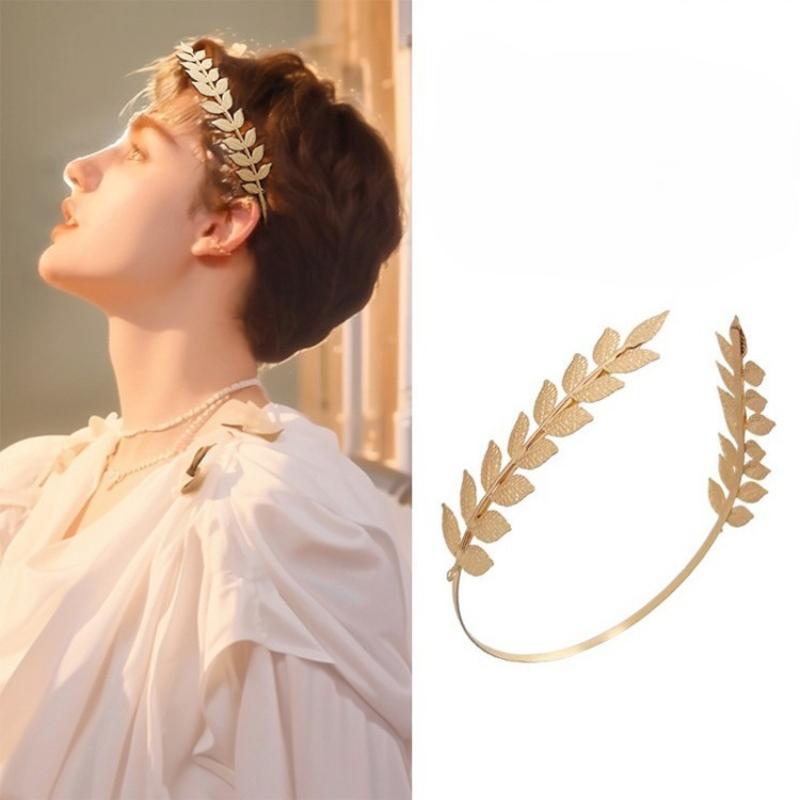 Retro Gold Color Leaf Headband Headpiece Crown Tiara Headdress Goddess Greek Head Jewelry Bride Wedding Hair Accessories