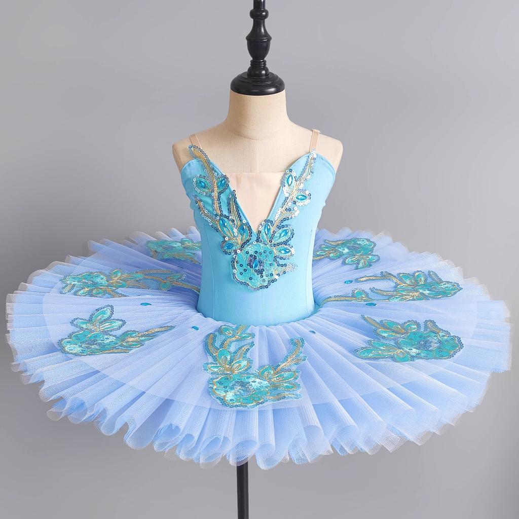Girl Professional Ballet Tutu Dance Dress Performance Costume Kids Ballerina Dancewear White Swan Lake Pancake Princess Dresses