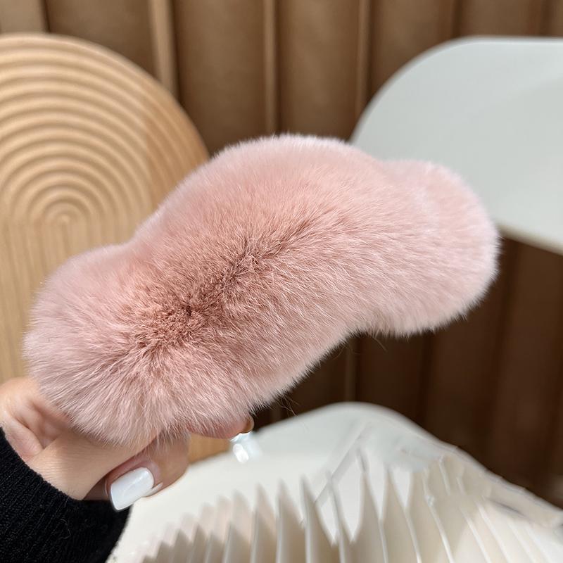 16cm Rex Rabbit Hair Clip Black Pink Large Size Hairpin Barrettes For Women Girls Ponytail Temperament Clamps Hair Accessories