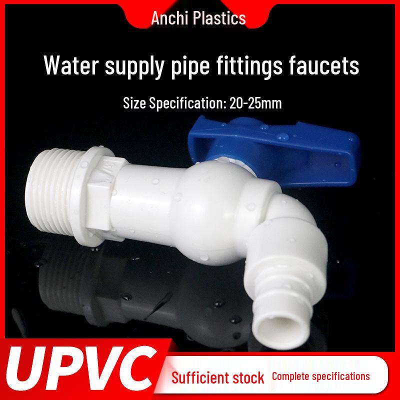 PVC Washing Machine Faucet, Plastic, Threaded Male Spout, Single Outlet, 4/6 Point, for Home Improvement & Building Materials.