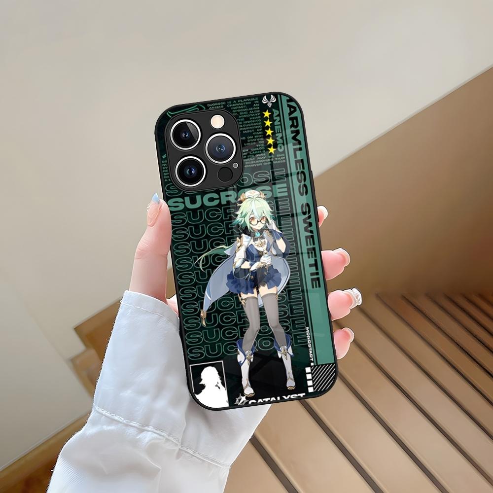 Game Genshin Impact Phone Case Tempered Glass For IPhone 13 17 15 16 14 12 11 Pro Max Plus Mini XR XS SE2020 Coque