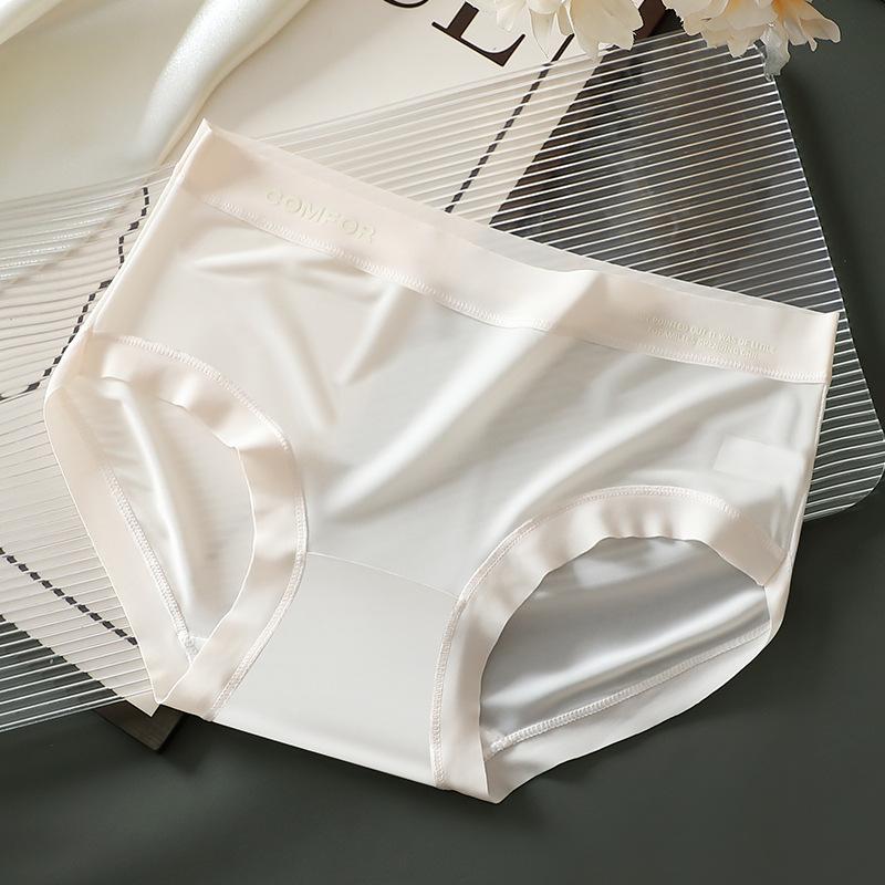 Ultra-thin Ice Silk Seamless Underwear Women's Pure Cotton Crotch Waist Mask Panties Breathable Quick-drying Briefs M L XL