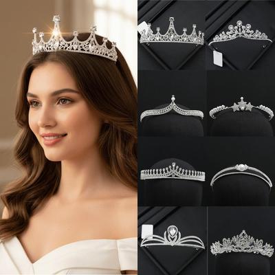 Simple Design Wedding Bride Crown Alloy Material Princess Crown Hair Jewelry Prom Event