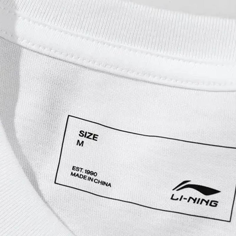 Li-Ning Starry Letter Logo Round Neck Short Sleeve Competition Striped Mid Waist Five Point Shorts Casual Sports Suit AHSS971-3+YAPV001-1