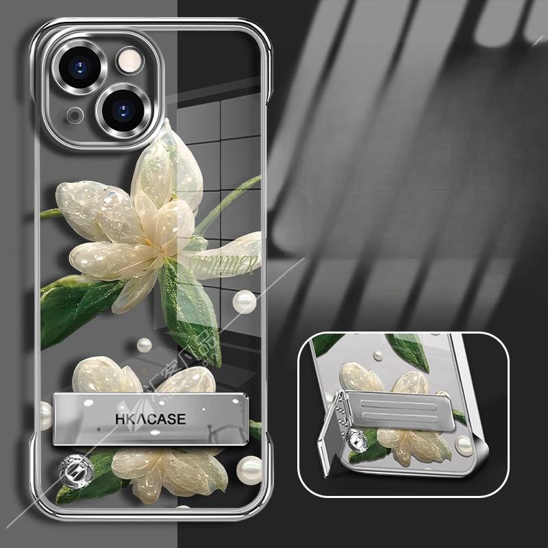 The Crystal Flower Stand Is Suitable for Apple 13 Transparent Phone Cases and Huawei Mate60pro Electroplated Borderless 15