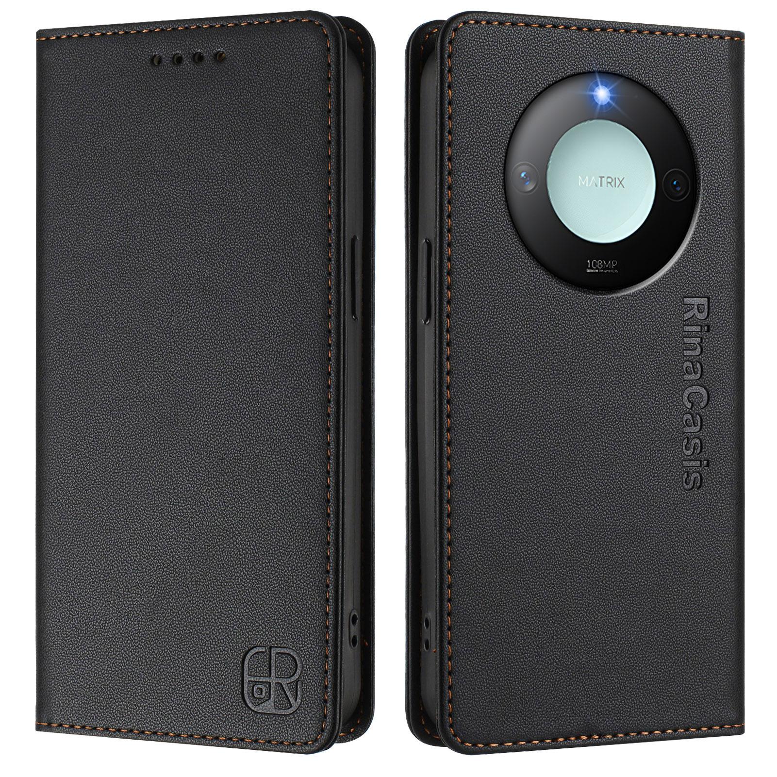 

For Honor X60 5G/Honor X9c Smart 5G Leather Case RINACASIS RC01 Phone Cover with RFID Blocking Wallet Stand Black