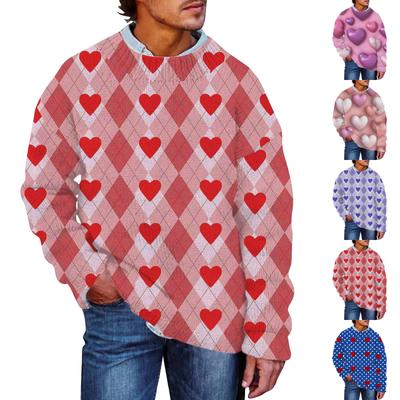 Pull Faux Imprimé pour Homme, Sweat-shirt à Col Rond, Haut Ample à Manches Longues