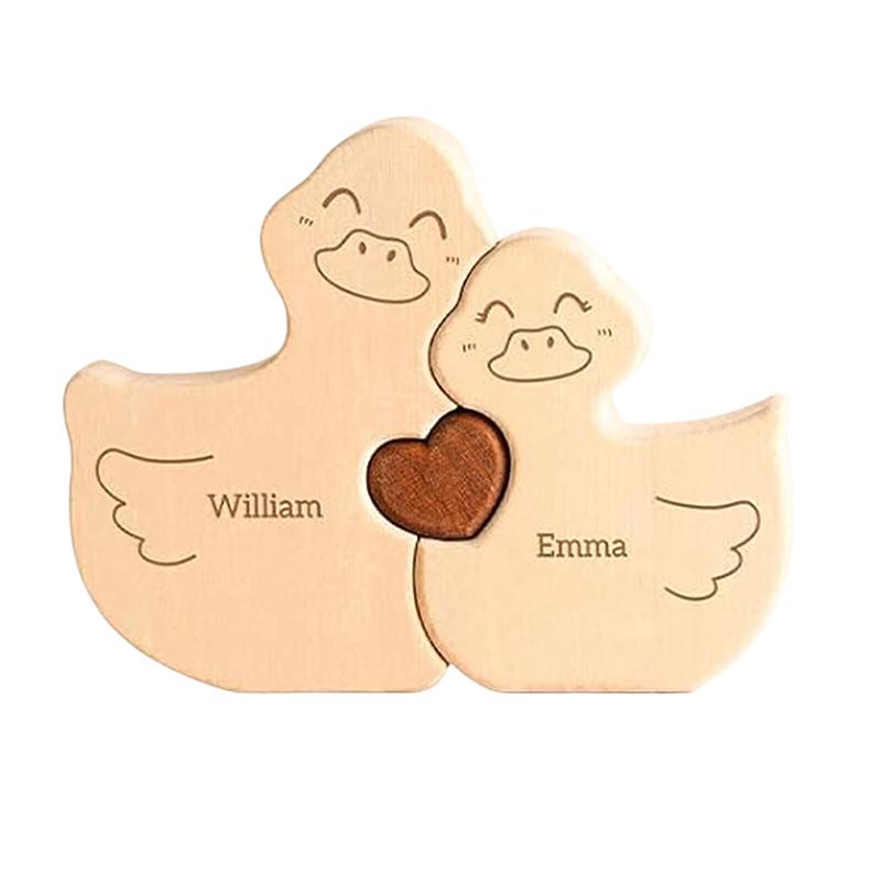

Персонализированная головоломка с именем семьи с 2-5 именами, деревянная головоломка с уткой и именами, деревянные головоломки, подарки на Рождество