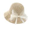 Lace Bow Straw Hat Summer Women's Beach Vacation Sun Hat Foldable Sunshade Sunscreen Bucket Hat