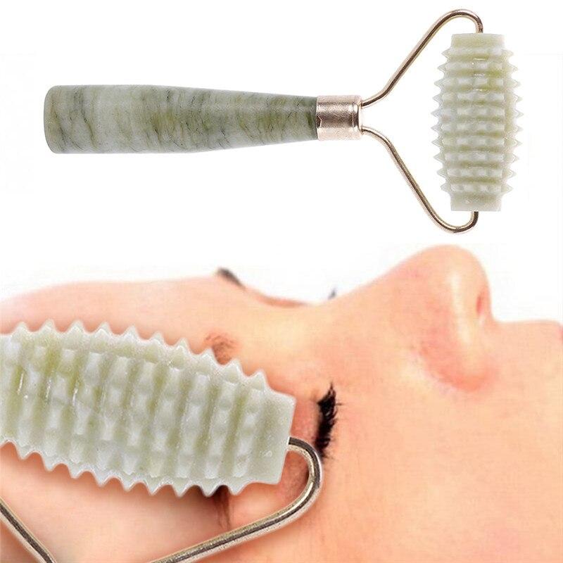 2 Stück Natürlicher Jade Massage Roller Gesichtsroller Facelifting Anti-Falten Gesichtsentspannung Lifting Schlankheitsrad Beauty-Stick