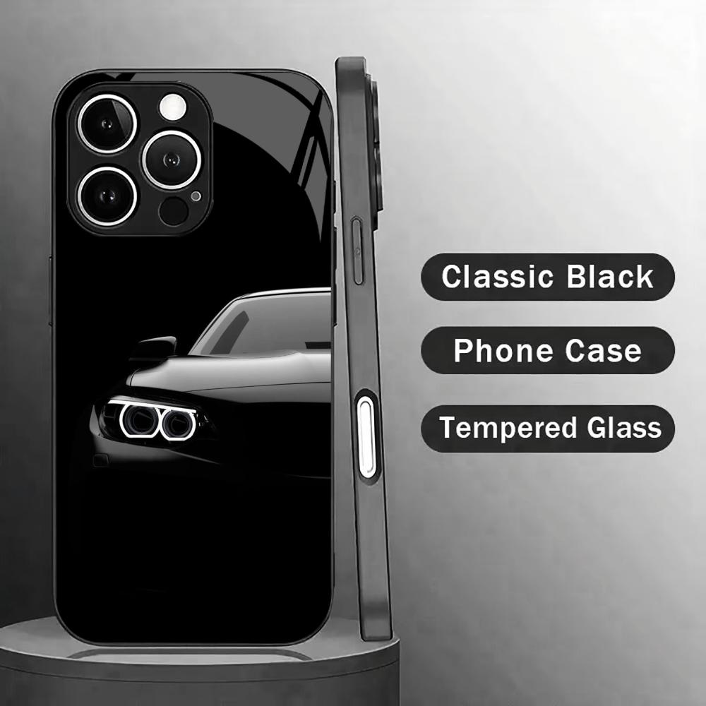 Cool Black Sports Car Front Glass phone case mobile phones for iphone 17 pro max cover for iPhone 17 16 15 14 13 12 pm Pro Plus