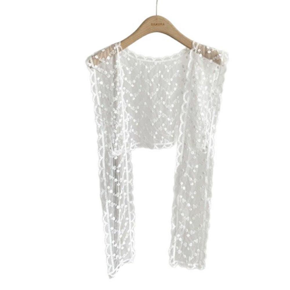Embroidery Flower Lace Neck Guard Scarf Translucence Protect Neck Scarf Fake Collar Shawl  Holiday
