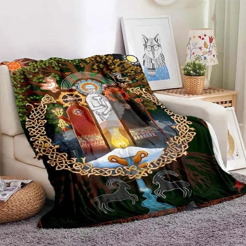 Eule keltisch-wikingerfarbene Decke Lebensbaum wiccanische Flanelldecke weiche warme Decke Sofa Bett Stuhl Dekoration für Familie Camping Geschenke
