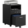 Mobile Office Cabinet, 2 Drawers, One Lockable, 5 Casters, 40x40x65 Cm, Black