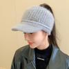 Peaked Cap Children's Autumn and Winter New Warm Plush Ear Protectors Can Tie Ponytail Empty Top Big Head Circumference Baseball Cap