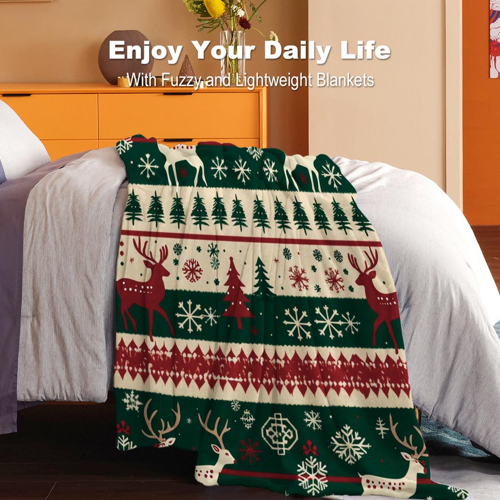 Joyful Companion, Cozy Christmas-Themed Flannel Throw Blanket - Soft, Lightweight & Warm for All Seasons - Perfect for Bed, Sofa